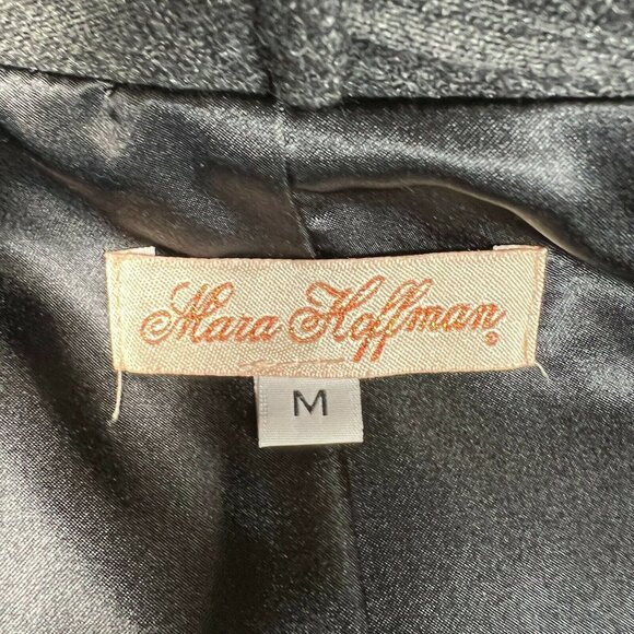 Mara Hoffman Blazer Jacket Velvet Button Attached Wool Scarf Black Gray S/M - Picture 5 of 14